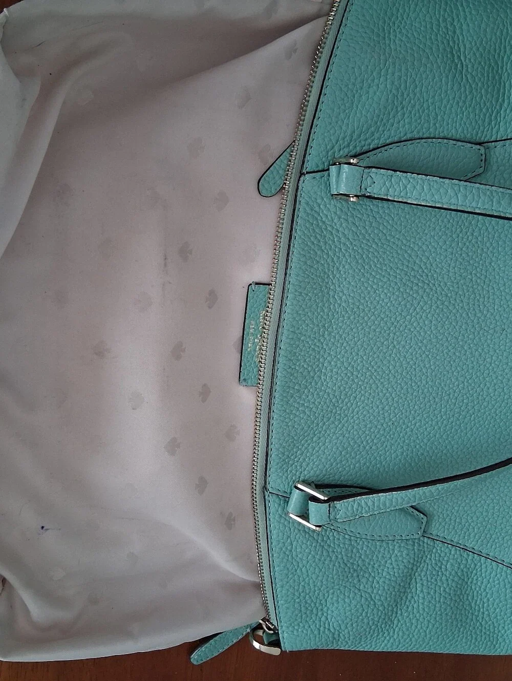 Kate‎ Spade Monica Satchel /Crossbody Handbag Tiffany Blue Pebbled Leather EUC